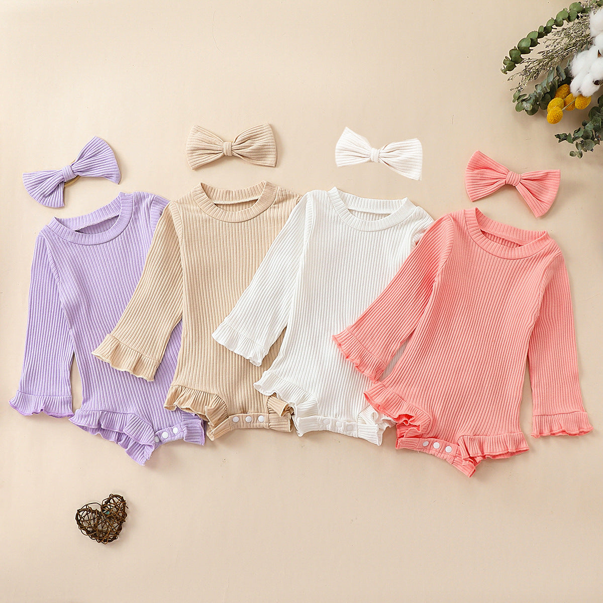 Body Bébé Fille à Volants & Bandeau Côtelé
