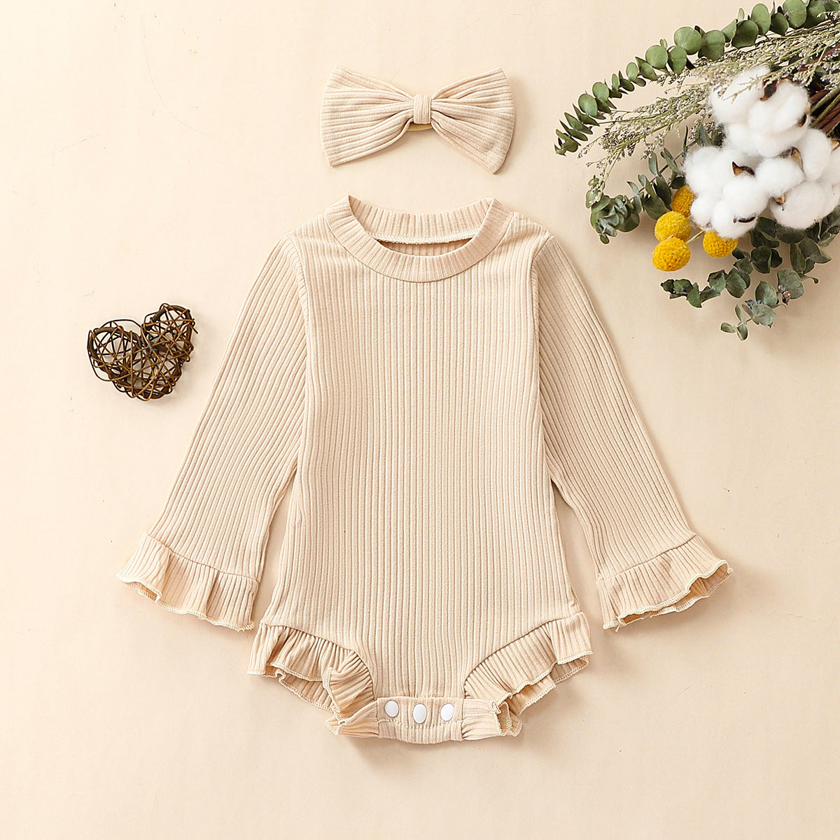 Body Bébé Fille à Volants & Bandeau Côtelé