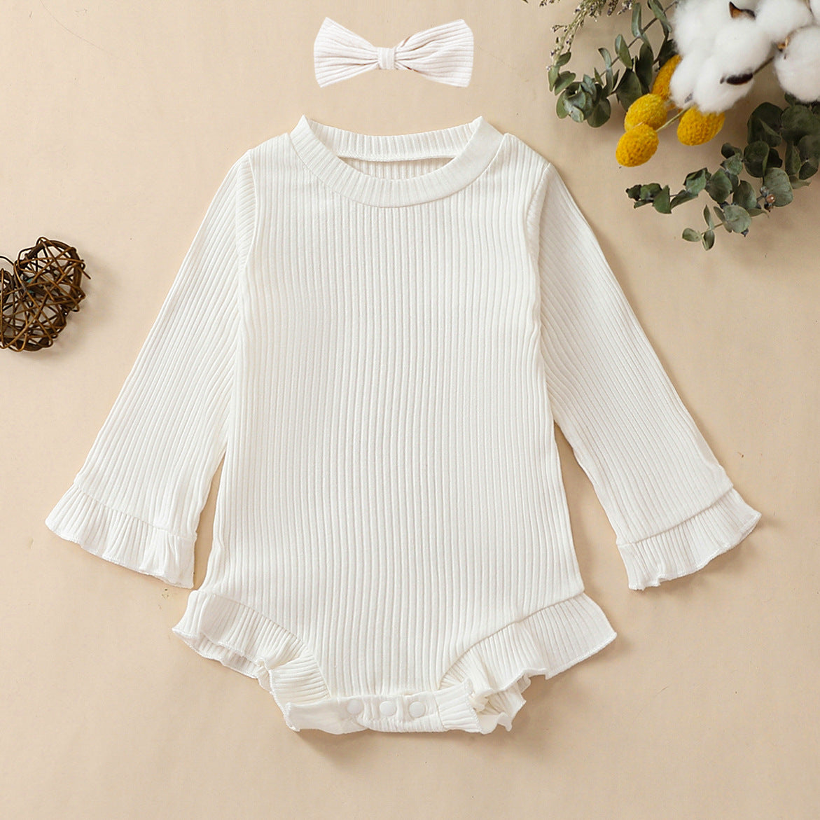 Body Bébé Fille à Volants & Bandeau Côtelé