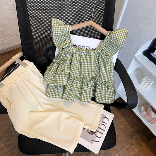 Ensemble haut Vichy et pantalon