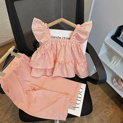 Ensemble haut Vichy et pantalon